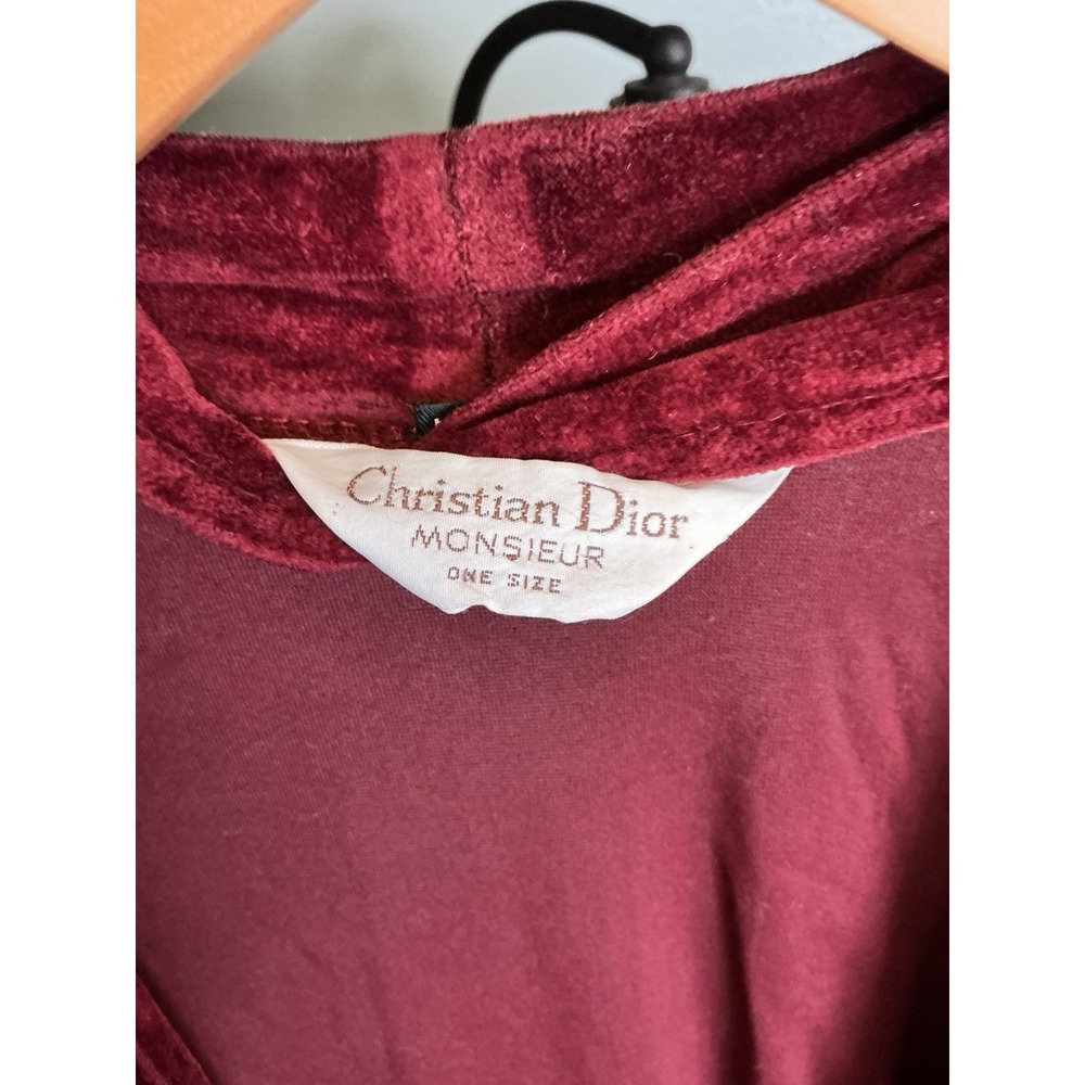 Christian Dior Robe Mens One Size Burgundy Vintage Velvet Monsieur (D9) - Picture 7 of 7